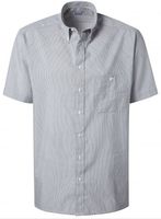PIONIER-Workwear-Herren-Arbeits-Berufs-Hemd, 1/2 Arm, BUSINESS, grau/weiß feingestreift