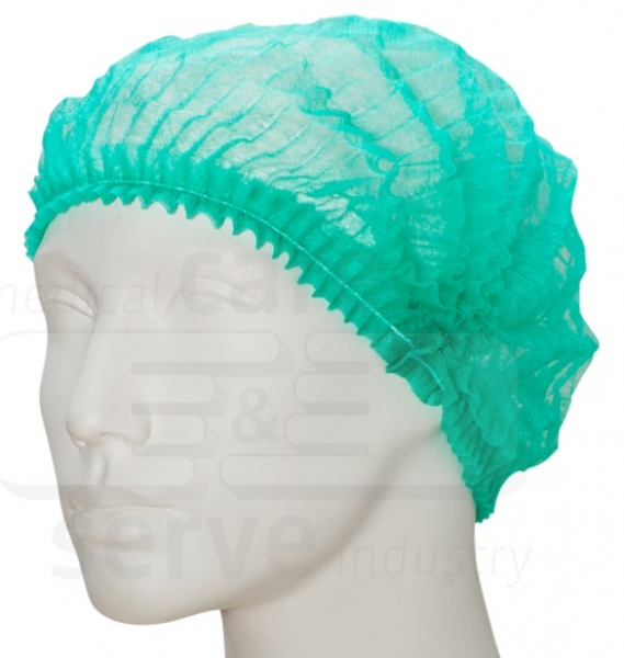 WIROS-Einweg-Vlies-Hauben, Einmalhauben, Clip, Pkg � 100 St�ck, VE = 1000 St�ck, gr�n