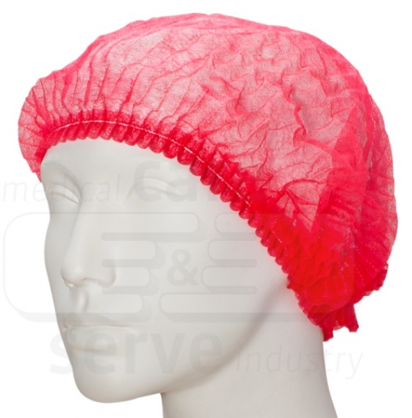 WIROS-Einweg-Vlies-Hauben, Einmalhauben, Clip, Pkg � 100 St�ck, VE = 1000 St�ck, rot