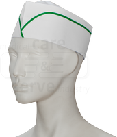 WIROS-Einweg-Schiffchen, Einmal-Schiffchen, Papier, Schwei�band, farbiger Zierstreifen, Spenderbox, Pkg � 100 St�ck, VE = 1000 St�ck, wei�, gr�n