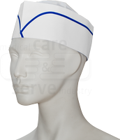 WIROS-Einweg-Schiffchen, Einmal-Schiffchen, Papier, Schwei�band, farbiger Zierstreifen, Spenderbox, Pkg � 100 St�ck, VE = 1000 St�ck, wei�, blau