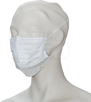 WIROS-Einweg-Vlies-Mundschutz, Einmalmaske, 3 lagig, Gummischlaufen, formbarer Nasenb�gel, Spenderbox, Pkg � 50 St�ck, VE = 2000 St�ck, wei�