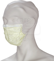 WIROS-Einweg-Vlies-Mundschutz, Einmalmaske, 3 lagig, Gummischlaufen, formbarer Nasenb�gel, Spenderbox, Pkg � 50 St�ck, VE = 2000 St�ck, gelb