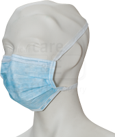 WIROS-Einweg-Vlies-Mundschutz, Einmalmaske, 3 lagig, Vlies B�nder, formbarer Nasenb�gel, Spenderbox, Pkg � 50 St�ck, VE = 2000 St�ck, blau