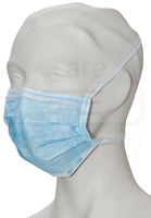 WIROS-Einweg-Vlies-Mundschutz, Einmalmaske, 3 lagig, Gummischlaufen, formbarer Nasenb�gel, Typ II R, Spenderbox, Pkg � 50 St�ck, VE = 2000 St�ck, blau