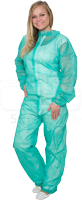 WIROS-Jobwear, Einweg-Vlies Overall, Einmal-Schutz-Anzug, 32 g/m�, 150 x 183 cm, VE = 50 St�ck, gr�n