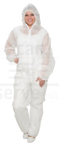 WIROS-Jobwear, Einweg-Vlies Overall, Einmal-Schutz-Anzug, 32 g/m�, 120 x 167 cm, VE = 50 St�ck, wei�