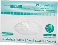 WIROS-Hand-Schutz, Einweg-PE Untersuchungs-Einmal-Handschuhe, geh�mmert, Spenderbox �ffnung unten, 0,018 mm, Pkg � 100 Paar, VE = 100 Pkg, transparent