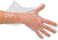 WIROS-Hand-Schutz, Einweg-PE Untersuchungs-Einmal-Handschuhe, geh�mmert, paarweise verpackt, 0,018 mm, Ktn � 10000 St�ck, transparent