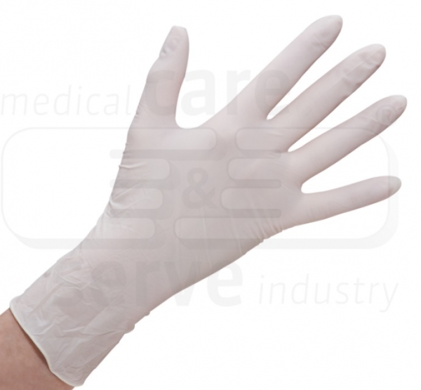 WIROS-Hand-Schutz, Einweg-Latex Handschuhe, gepudert, glatt, Spenderbox, Pkg á 100 Stück, VE = 1 Pkg, naturweiß