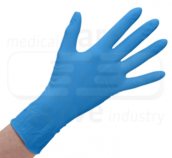WIROS-Hand-Schutz, Einweg-Latex Handschuhe, gepudert, glatt, Spenderbox, Pkg á 100 Stück, VE = 1 Pkg, blau