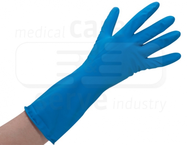 WIROS-Einweg-Universal Latex Handschuhe, Baumwollflock F�tterung, 0,26 mm, Pkg � 12 Paar, VE = 144 Paar, blau