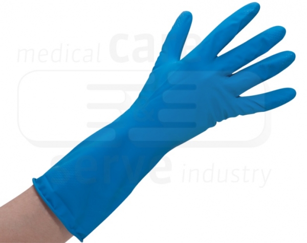 WIROS-Einweg-Universal Latex Handschuhe, Baumwollflock F�tterung, 0,26 mm, Pkg � 12 Paar, VE = 144 Paar, blau