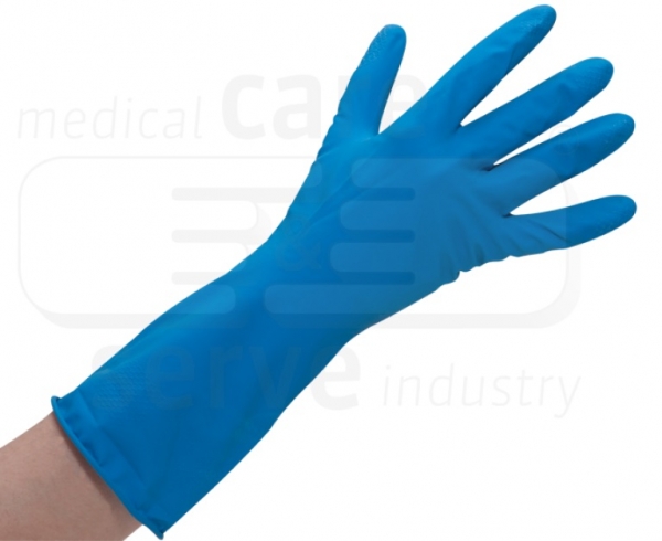 WIROS-Einweg-Universal Latex Handschuhe, Baumwollflock F�tterung, 0,26 mm, Pkg � 12 Paar, VE = 144 Paar, blau