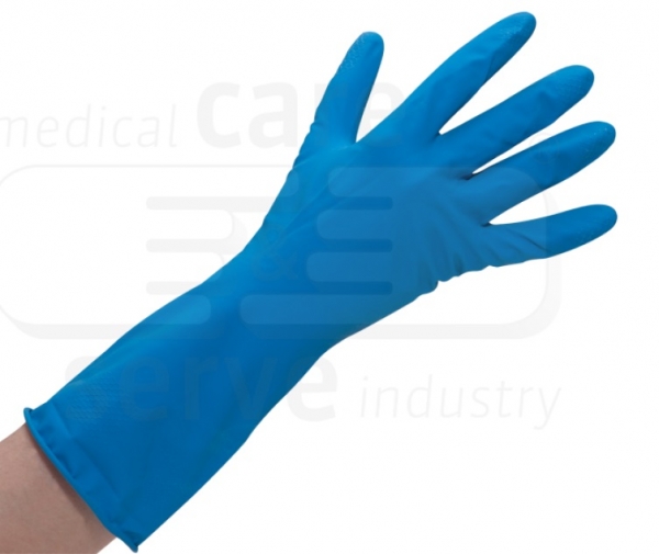 WIROS-Einweg-Universal Latex Handschuhe, Baumwollflock F�tterung, 0,26 mm, Pkg � 12 Paar, VE = 144 Paar, blau