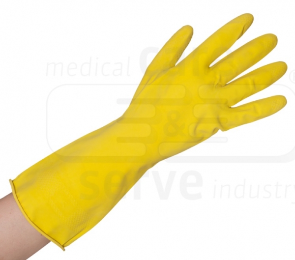 WIROS-Einweg-Universal Latex Handschuhe, Baumwollflock F�tterung, 0,26 mm, Pkg � 12 Paar, VE = 144 Paar, gelb