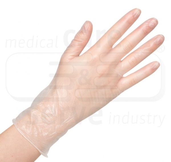 WIROS-Hand-Schutz, Einweg-Vinyl Handschuhe, gepudert, efficient, Spenderbox, Pkg � 100 St�ck, VE = 10 Pkg, semi transparent, wei�