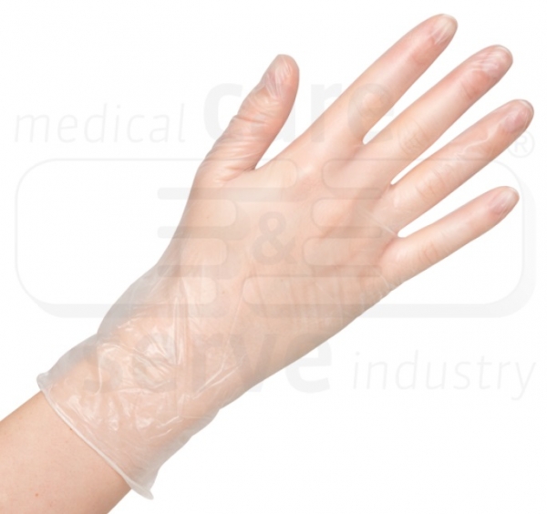 WIROS-Hand-Schutz, Einweg-Vinyl Handschuhe, gepudert, efficient, Spenderbox, Pkg � 100 St�ck, VE = 10 Pkg, semi transparent, wei�