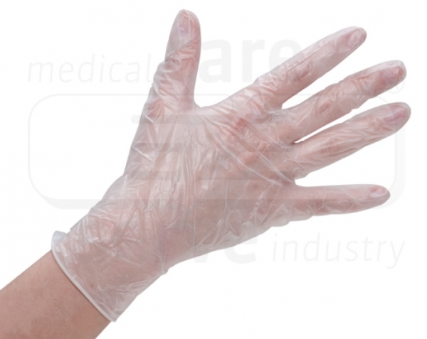 WIROS-Hand-Schutz, Einweg-Vinyl Handschuhe, gepudert, Spenderbox, Pkg á 100 Stück, VE = 10 Pkg, semi transparent, weiß