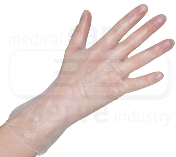 WIROS-Hand-Schutz, Einweg-Vinyl Handschuhe, gepudert, Premium plus, Spenderbox, Pkg á 100 Stück, VE = 10 Pkg, semi transparent, weiß