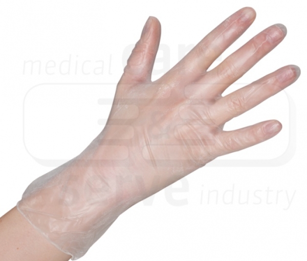 WIROS-Hand-Schutz, Einweg-Vinyl Handschuhe, gepudert, Premium plus, Spenderbox, Pkg á 100 Stück, VE = 10 Pkg, semi transparent, weiß
