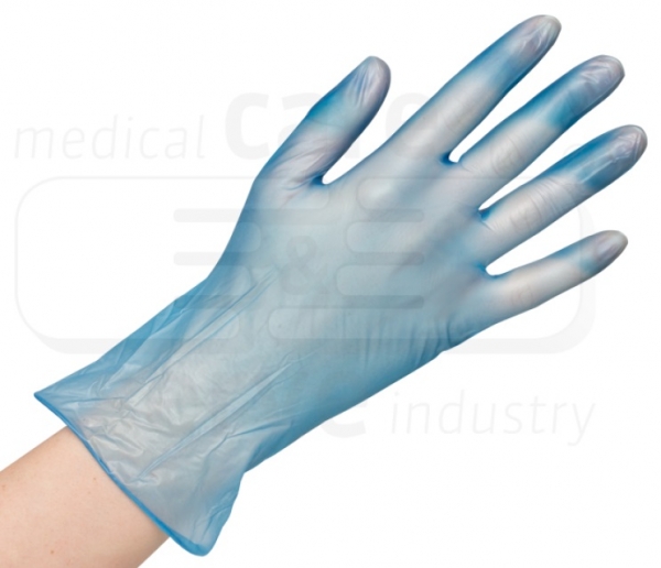 WIROS-Hand-Schutz, Einweg-Vinyl Handschuhe, puderfrei, efficient, Spenderbox, Pkg á 100 Stück, VE = 10 Pkg, blau