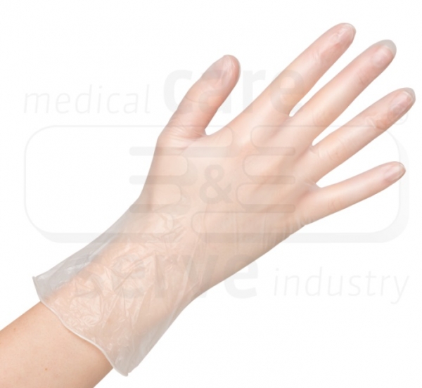 WIROS-Hand-Schutz, Einweg-Vinyl Handschuhe, puderfrei, efficient, Spenderbox, Pkg á 100 Stück, VE = 10 Pkg, semi transparent, weiß