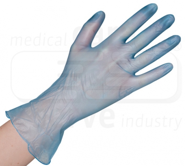 WIROS-Hand-Schutz, Einweg-Vinyl Handschuhe, puderfrei, Spenderbox, Pkg á 100 Stück, VE = 10 Pkg, blau