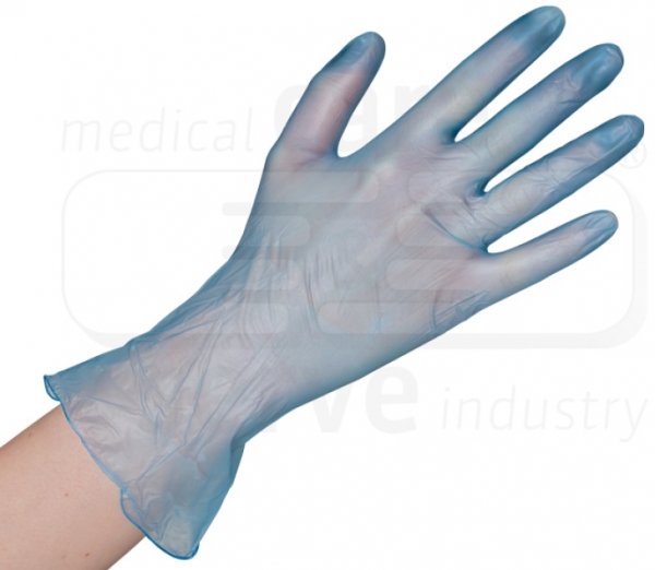 WIROS-Hand-Schutz, Einweg-Vinyl Handschuhe, puderfrei, Spenderbox, Pkg á 100 Stück, VE = 10 Pkg, blau