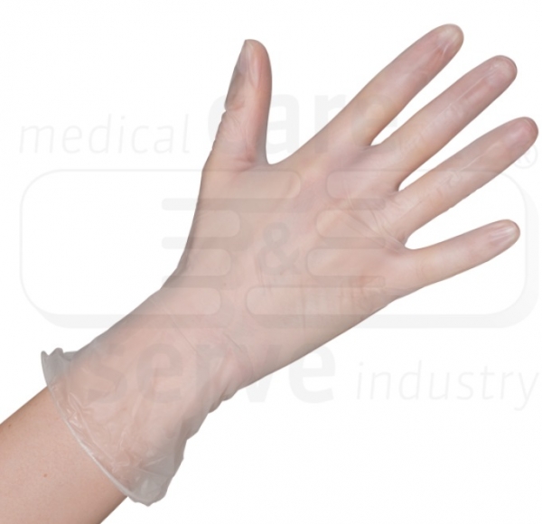 WIROS-Hand-Schutz, Einweg-Vinyl Handschuhe, puderfrei, Spenderbox, Pkg á 100 Stück, VE = 10 Pkg, semi transparent, weiß