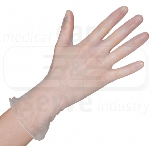 WIROS-Hand-Schutz, Einweg-Vinyl Handschuhe, puderfrei, Spenderbox, Pkg á 100 Stück, VE = 1000 Stück, semi transparent, weiß