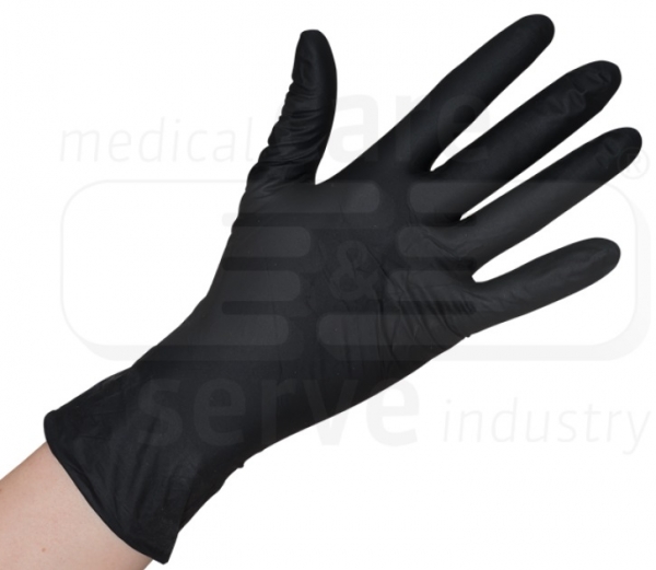 WIROS-Hand-Schutz, Einweg-Nitril Handschuhe, puderfrei, extra leicht, Spenderbox, Pkg � 200 St�ck, VE = 10 Pkg, schwarz