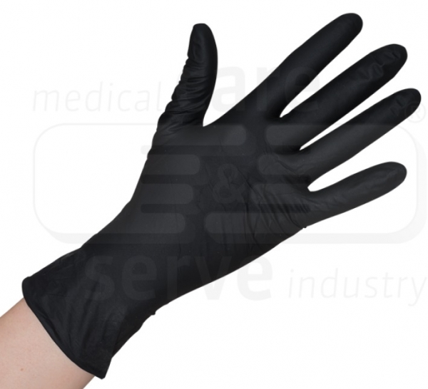 WIROS-Hand-Schutz, Einweg-Nitril Handschuhe, puderfrei, onyx plus premium, Spenderbox, Pkg � 100 St�ck, VE = 10 Pkg, schwarz