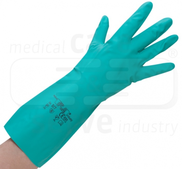 WIROS-Einweg-Chemikalien Schutzhandschuhe, Nitril, Kat III, lebensmittelecht, 0,28 mm, Pkg � 12 Paar, VE = 144 Paar, gr�n