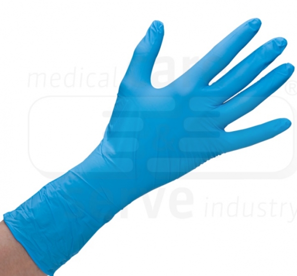 WIROS-Hand-Schutz, Einweg-Nitril Handschuhe, puderfrei, premium, extra lang, 30 cm, Spenderbox, Pkg � 100 St�ck, VE = 10 Pkg, blau