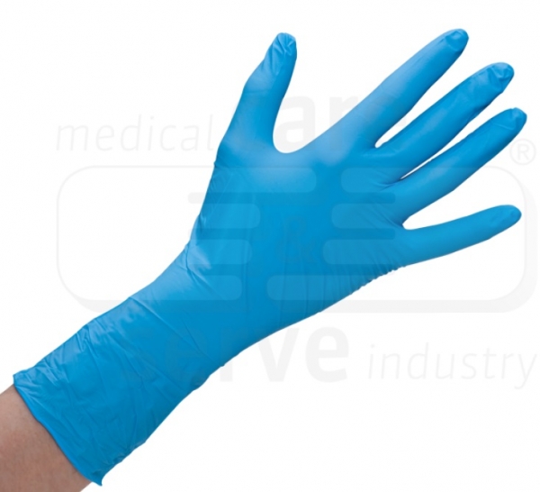 WIROS-Hand-Schutz, Einweg-Nitril Handschuhe, puderfrei, premium, extra lang, 30 cm, Spenderbox, Pkg � 100 St�ck, VE = 10 Pkg, blau