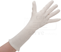 Baumwoll-Arbeits-Handschuhe,, Feinstrick, premium, extra lang, Polybeutel, Pkg. � 12 Paar, VE: 600 Paar, wei�