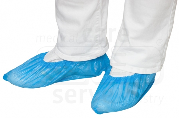 WIROS-Jobwear, Einweg-CPE-Überschuhe, Einmal-Schuhe, gehämmert, 0,03 mm, 15 x 36 cm, Pkg á 100 Stück, VE = 5000 Stück, blau