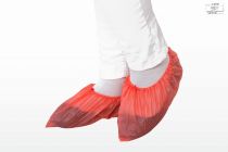 WIROS-Jobwear, Einweg-CPE-Überschuhe, Einmal-Schuhe, Clip, gehämmert, 0,03 mm, 15 x 41 cm, Pkg á 100 Stück, VE = 2000 Stück, rot