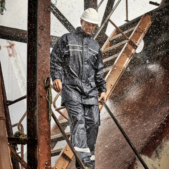 ELKA Regen-N�sse-Wetter-Schutz-Bund-Hose, Dry Zone D-Lux, marine