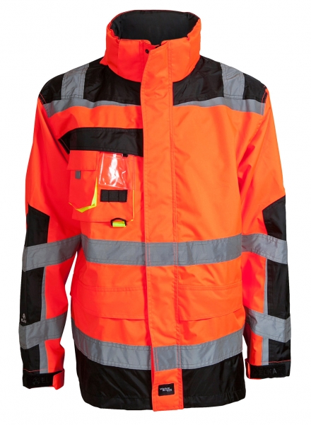 ELKA-Regen-Nässe-Wetter-Schutz-Jacke, VISIBLE XTREME, warnorange/schwarz