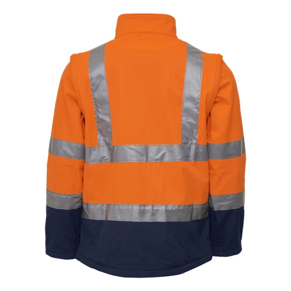 ELKA Warn-Schutz-Arbeits-Berufs-Jacke Soft Shell EN 471, warnorange/marine
