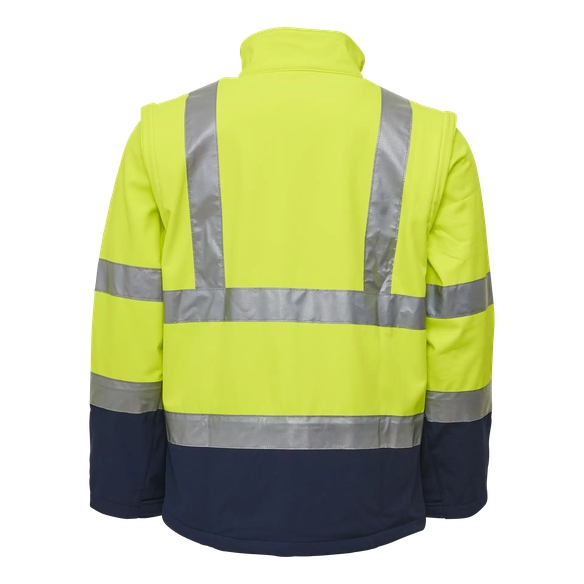 ELKA Warn-Schutz-Arbeits-Berufs-Jacke Soft Shell EN 471, warngelb/marine
