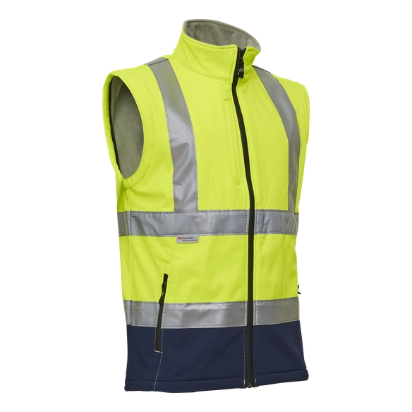 ELKA Warn-Schutz-Arbeits-Berufs-Jacke Soft Shell EN 471, warngelb/marine