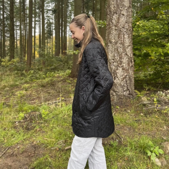 ELKA-Damen Thermojacke, lang, schwarz