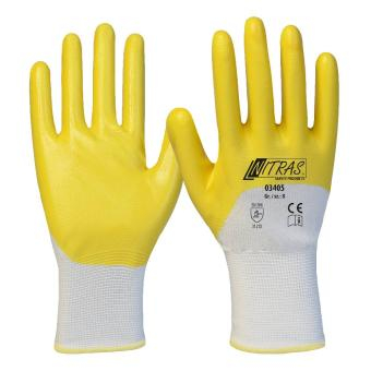 NITRAS Nitrilhandschuhe, Polyester, wei, Nitril-Beschichtung, gelb