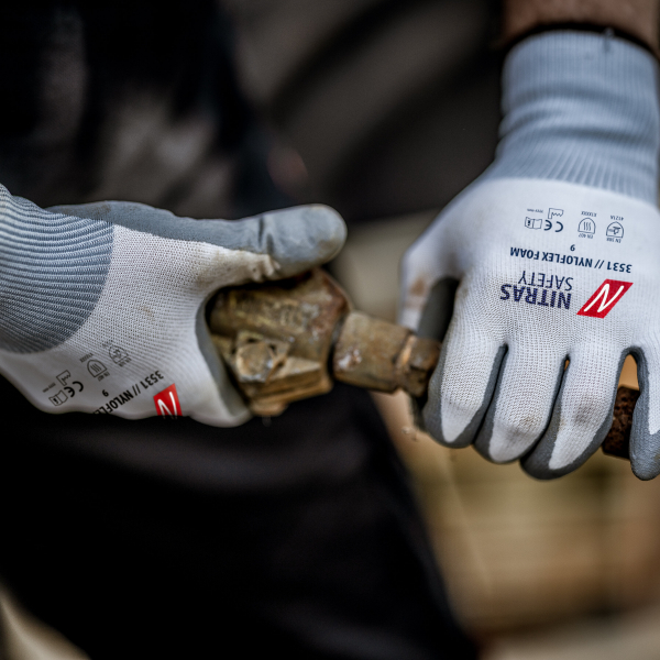 NITRAS NYLOFLEX FOAM, Montagehandschuhe, wei� / grau, VE = 12 Paar