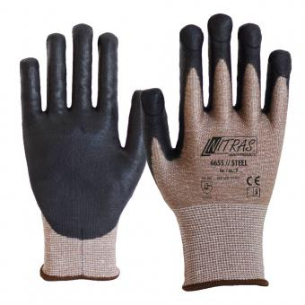 NITRAS STEEL, Handschuhe mit hochem Stich- und Schnittschutz, braun