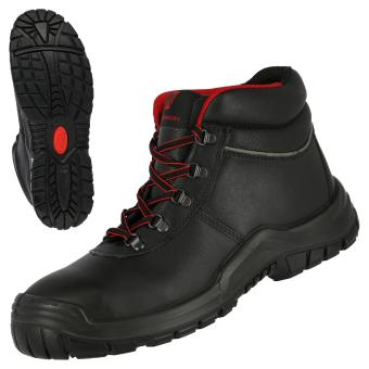NITRAS POWER STEP MID, S3 HRO SRC Sicherheitsstiefel, halbhoch, strapazierfähiges Vollleder, schwarz