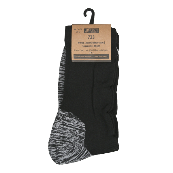NITRAS Winter-Socken, anatomische Links-Rechts-Passform, gerippter Bund, Farbe: schwarz